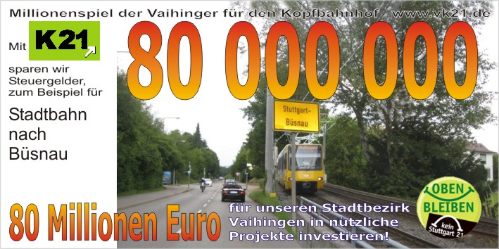 80 Mio-Schein Stadtbahn nach Bsnau