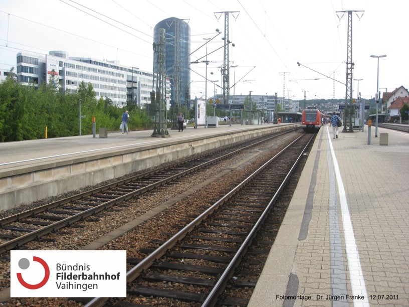 Bahnhof Vaihingen mit neuem Bahnsteig
